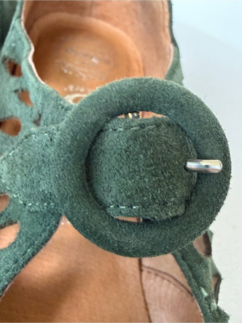 Jeffrey Campbell Havana Last Suede maryJane Buckle Wedges, green, like new - Picture 10 of 14